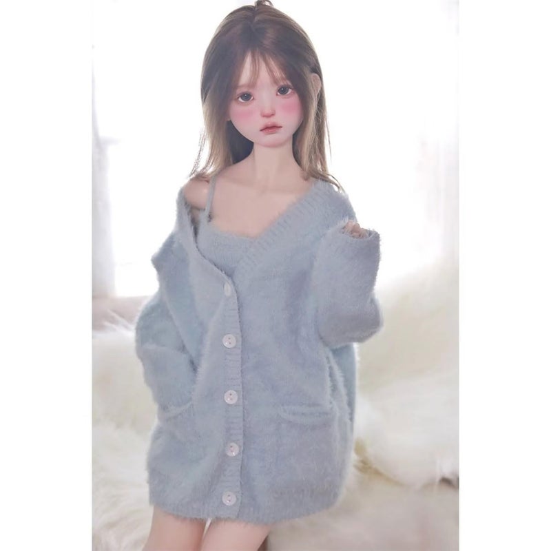 Oueneifs Doll Clothes Set for BJD, Resin Toy Doll Accessories Cardigan+ Vest+ Pants (Blue, for 1/3 BJD Doll) - Image 3